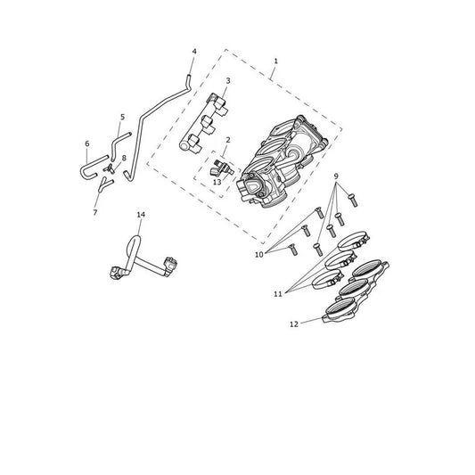 Accélérateur et Rampe d'Injection Tiger Sport 1050 VIN à partir de 750470 Micro-Fiche