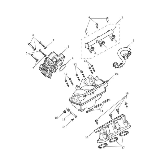 Accélérateur et Rampe d'Injection Tiger Sport 660 VIN CB9286 à CN4033 Micro-Fiche