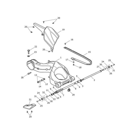 Bras Oscillant Arrière Tiger Sport 1050 VIN à partir de 750470 Micro-Fiche