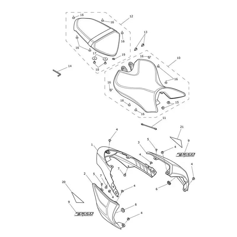 Selle Speed Triple 1050 RS VIN à partir de 867601 Micro-Fiche