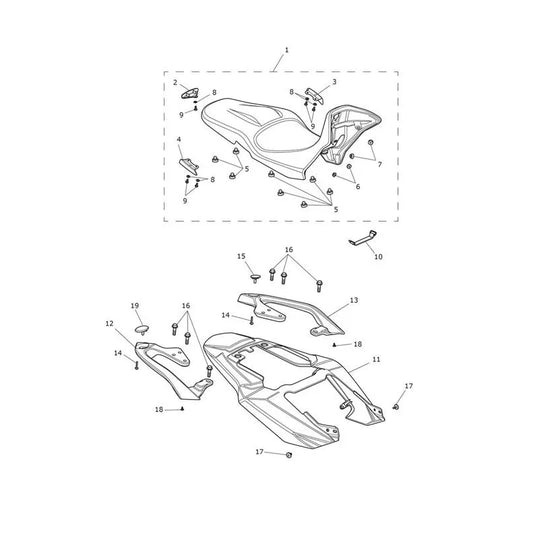 Carénage Arrière & Selle Tiger Sport 1050 VIN 570059 à 750469 Micro-Fiche