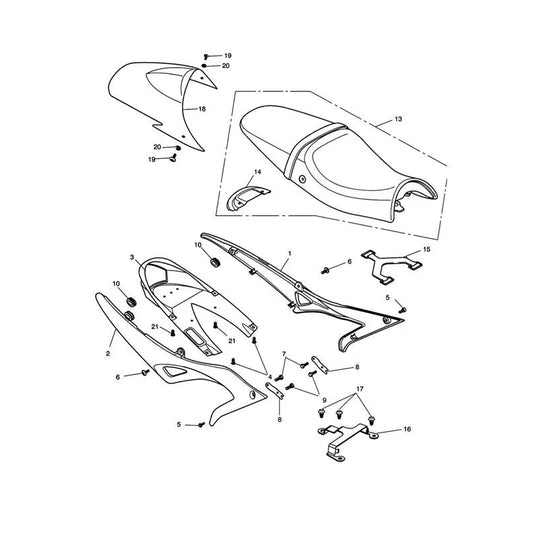 Carénages Arrière & Selle (VIN jusqu'au 333178) Speed Triple 1050 Micro-Fiche