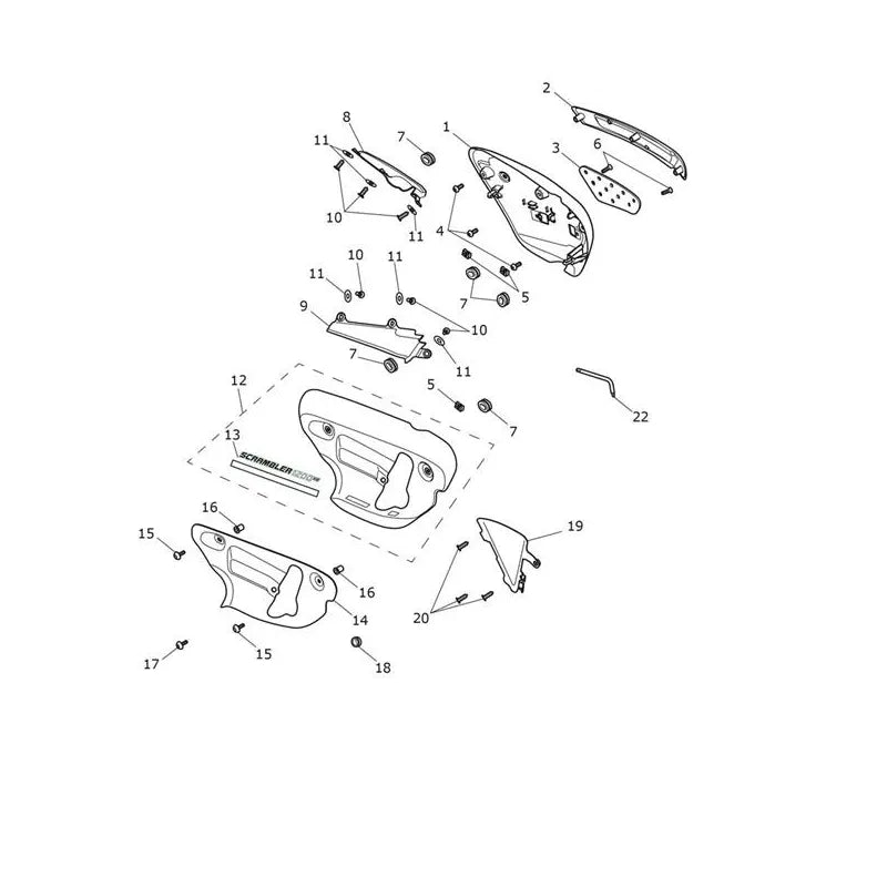 Carénages Latéraux Scrambler 1200 XE VIN AC8499 à BN8564 Micro-Fiche