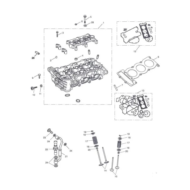 Culasse et Soupapes Tiger Sport 1050 VIN 570059 à 750469 Micro-Fiche