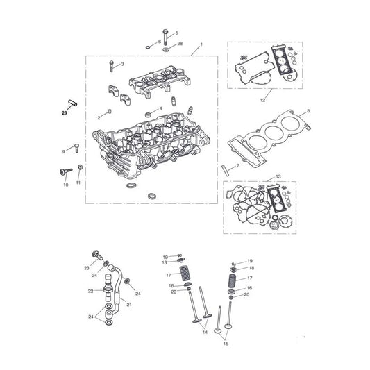Culasse et Soupapes Tiger Sport 1050 VIN 570059 à 750469 Micro-Fiche