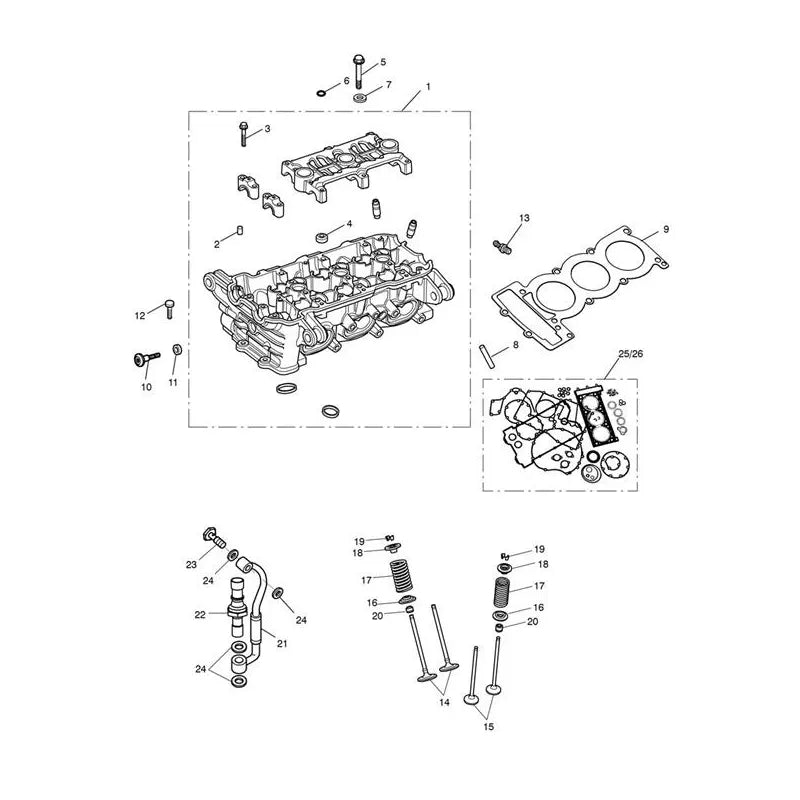 Culasse et Soupapes Tiger Sport 1050 VIN à partir de 750470 Micro-Fiche