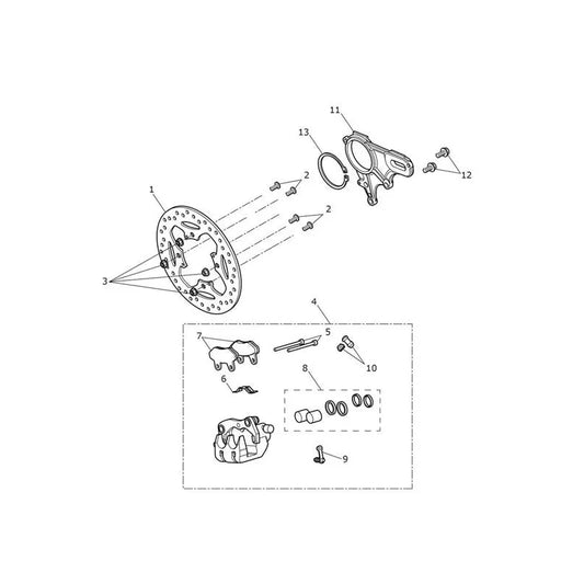 Étrier Frein Arrière et Disque Speed Triple 1050 S VIN 735438 à 867684 Micro-Fiche