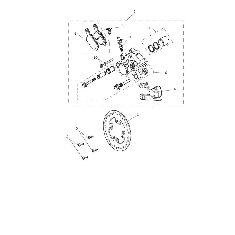 Étrier Frein Arrière et Disque Tiger 800 XCA (VIN à partir de 855532) Micro-Fiche