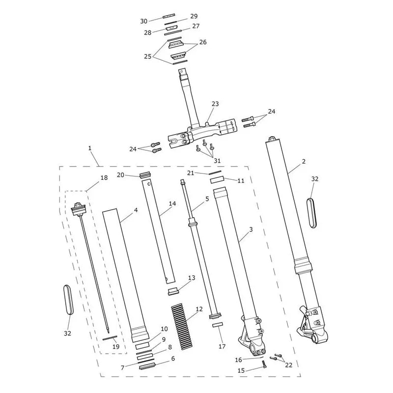 Fourche avant & Té de fourche inférieur Scrambler 1200 XE VIN AC8499 à BN8564 Micro-Fiche