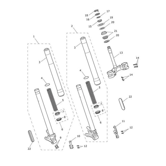 Fourche avant & Té de fourche inférieur Speed Triple 1200 RS VIN jusqu'au CD3147 Micro-Fiche