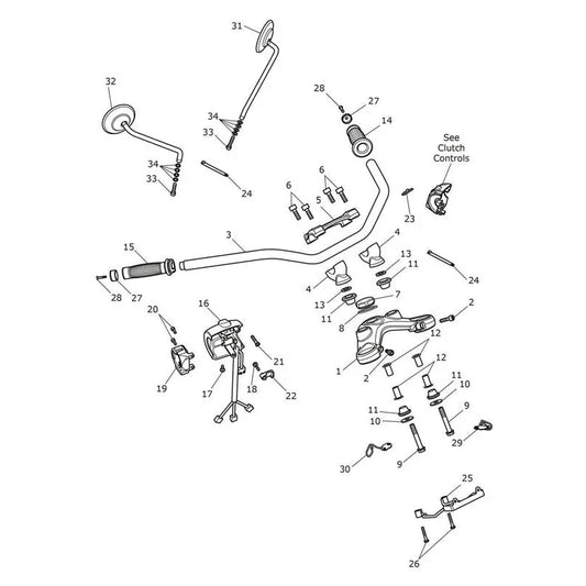 Guidon Té Supérieur & Rétroviseurs Bonneville Speedmaster VIN à partir de CM2412 Micro-Fiche