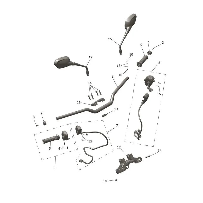 Guidon Té Supérieur & Rétroviseurs Trident 800 Micro-Fiche