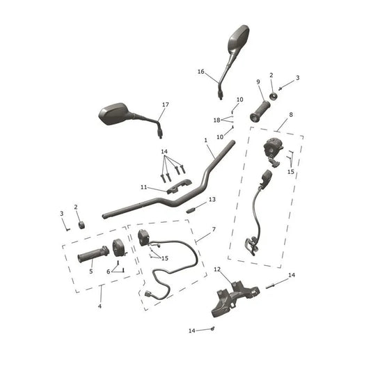 Guidon Té Supérieur & Rétroviseurs Trident 800 Micro-Fiche