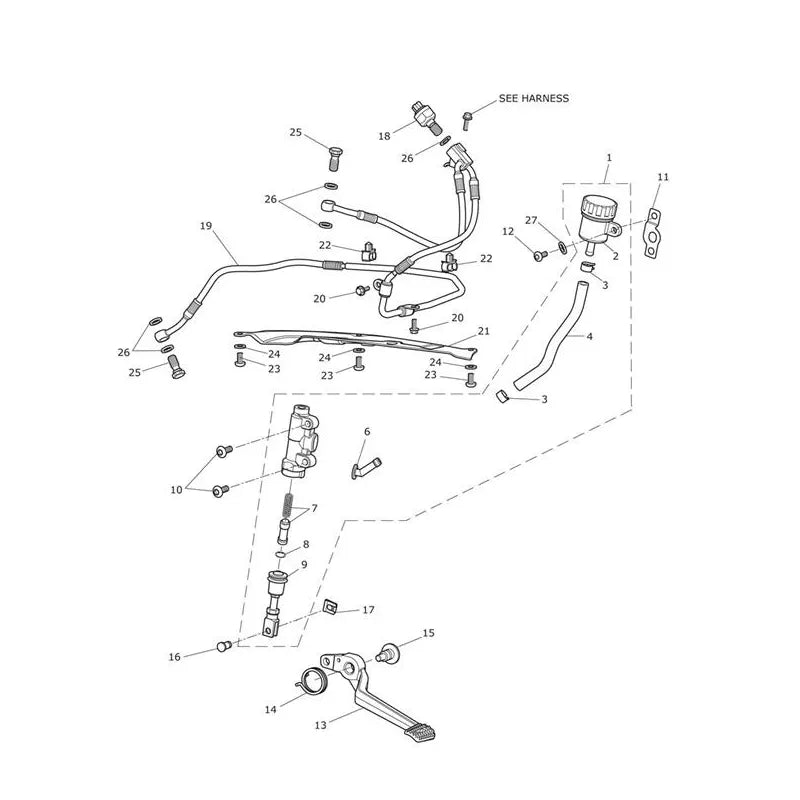 Maître Cylindre Frein Arrière Speed Triple 1050 VIN 461332 à 735437 Micro-Fiche