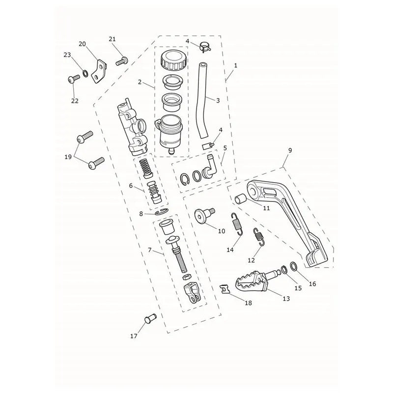 Maître Cylindre Frein Arrière Réservoir et Pédale Tiger 1200 Alpine Micro-Fiche