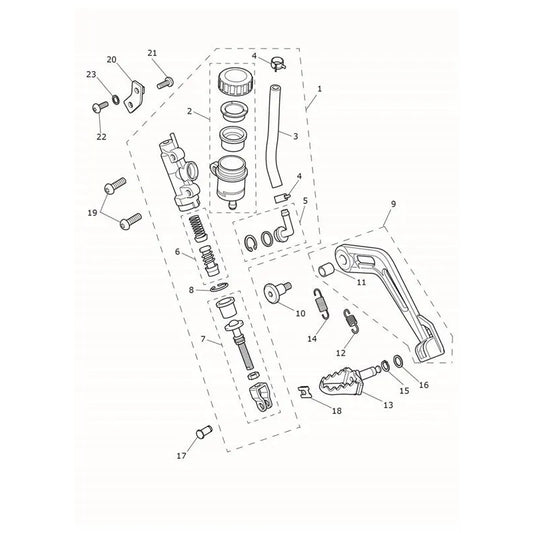 Maître Cylindre Frein Arrière Réservoir et Pédale Tiger 1200 Alpine Micro-Fiche