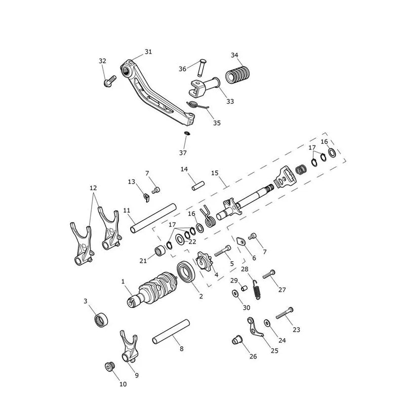 Mécanisme de Sélection Barillet Scrambler 1200 XE VIN AC8499 à BN8564 Micro-Fiche