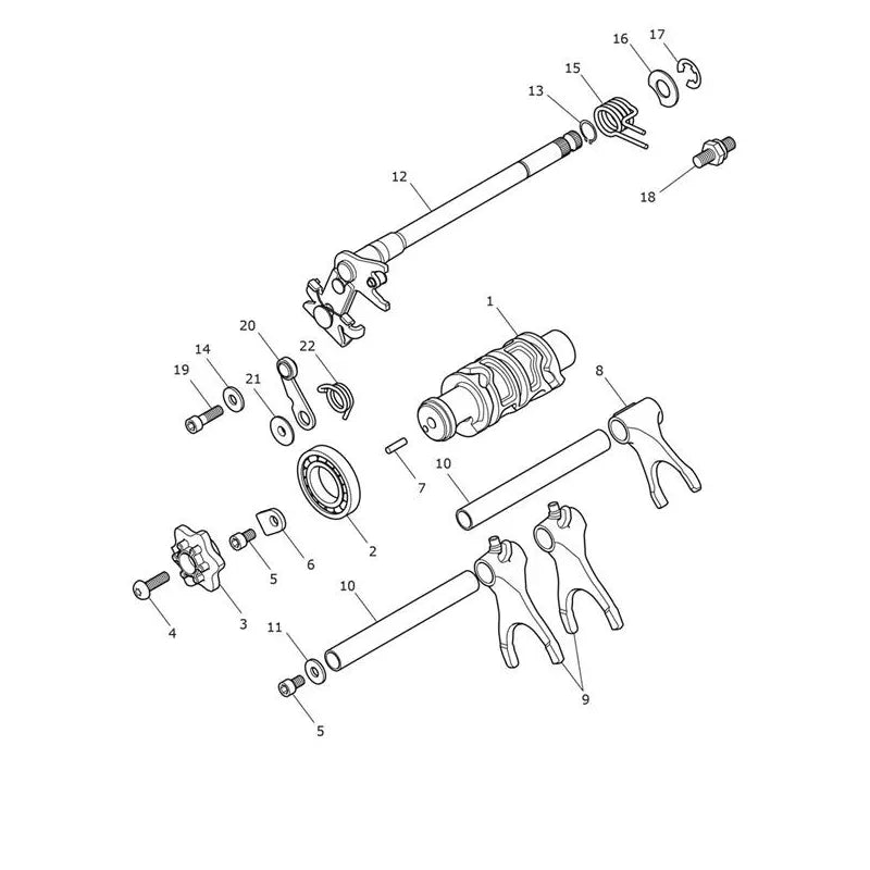 Mécanisme de Sélection Barillet Trident 660 VIN CB1390 à CN4039 Micro-Fiche