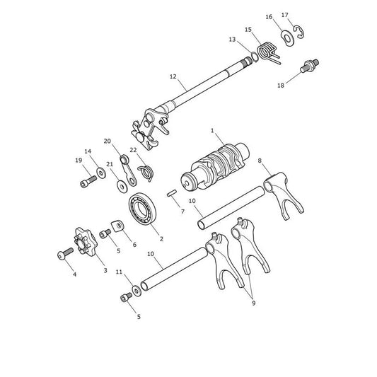 Mécanisme de Sélection Barillet Trident 660 VIN CB1390 à CN4039 Micro-Fiche