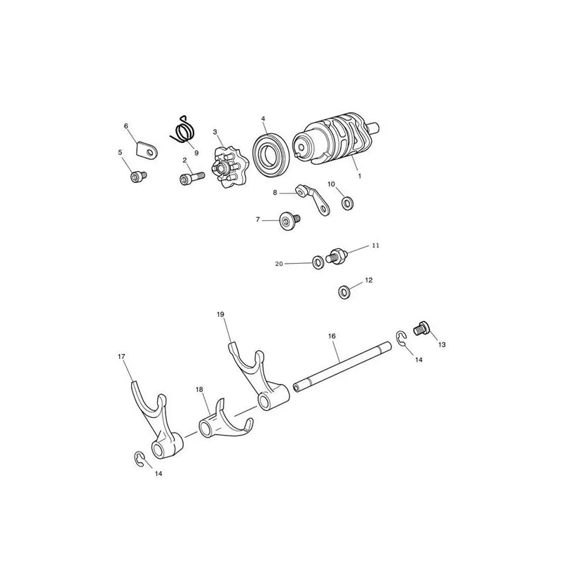 Mécanisme de Sélection Barillet Eng à partir de 563847 Speed Triple 1050 VIN 461332 à 735437 Micro-Fiche