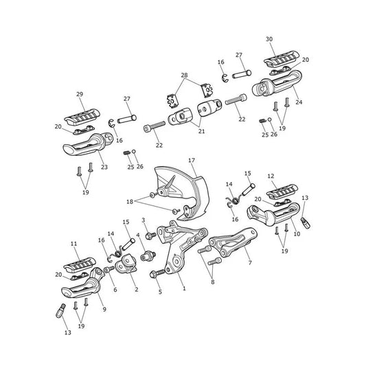 Repose Pieds et Platines Bonneville T100 VIN jusqu'au AC5926 Micro-Fiche