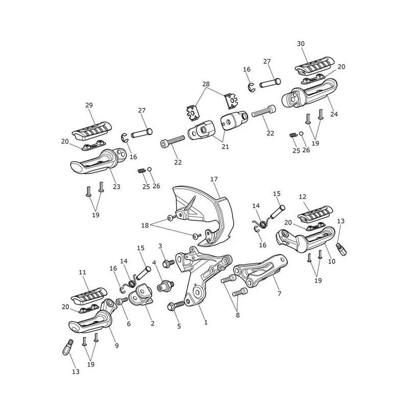 Repose Pieds et Platines Bonneville T120 VIN AC6130 à CL9402 Micro-Fiche