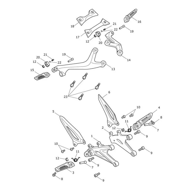 Repose Pieds et Platines Speed Triple 1200 RS VIN jusqu'au CD3147 Micro-Fiche