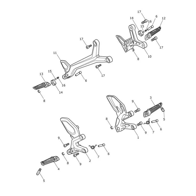 Repose Pieds et Platines Trident 660 Vin jusqu'au CB1389 Micro-Fiche