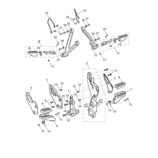 Reposes Pieds Tiger 1200XRx (VIN jusqu’au AV5526) Micro-Fiche