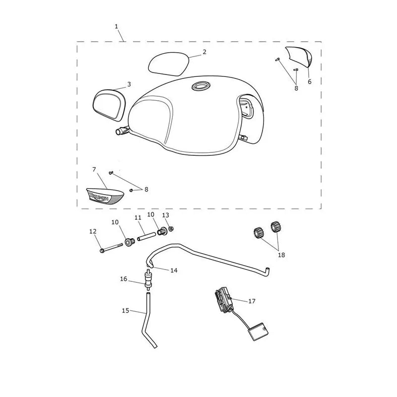 Réservoir Carburant Bonneville T100 VIN jusqu'au AC5926 Micro-Fiche