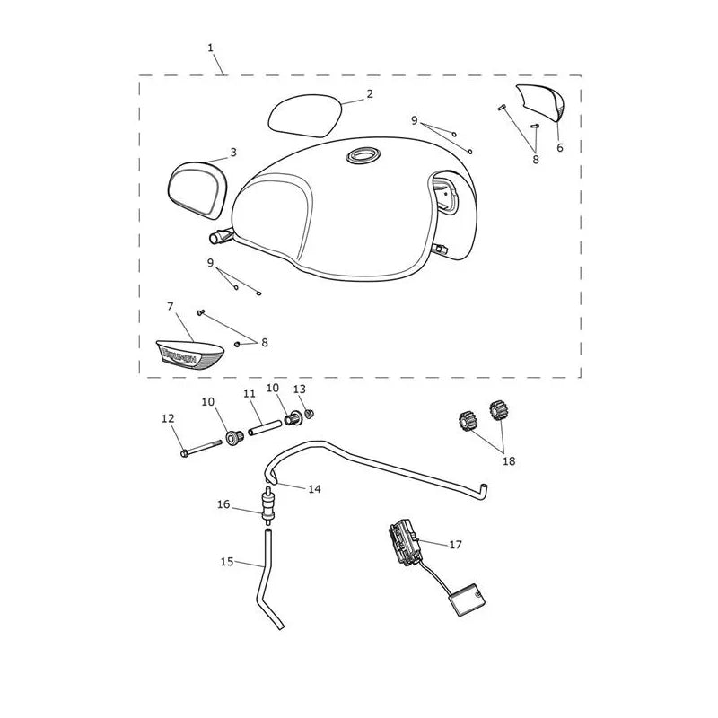 Réservoir Carburant Bonneville T100 Black Micro-Fiche