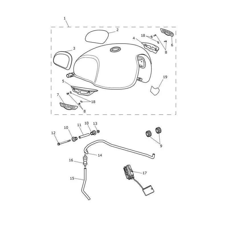 Réservoir Carburant Bonneville T120 Black VIN jusqu'au AD0138 Micro-Fiche