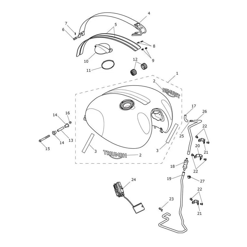 Réservoir Carburant Scrambler 1200 XC VIN jusqu'au AE9097 Micro-Fiche