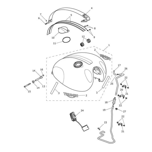 Réservoir Carburant Scrambler 1200 XC VIN jusqu'au AE9097 Micro-Fiche