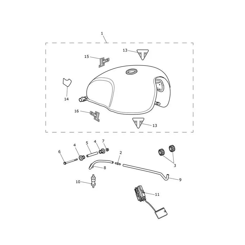 Réservoir Carburant Matt Silver Ice Street Twin 900 VIN à partir de AB9715 Micro-Fiche
