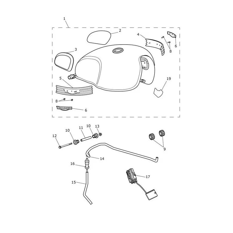 Réservoir Carburant T120 Diamond Bonneville T120 VIN jusqu'au AC6129 Micro-Fiche