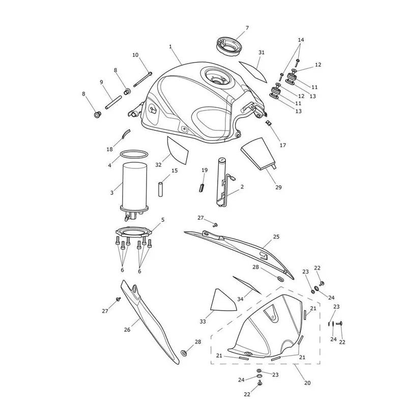Réservoir & Pompe à Essence Speed Triple 1050 RS VIN à partir de 955860 Micro-Fiche