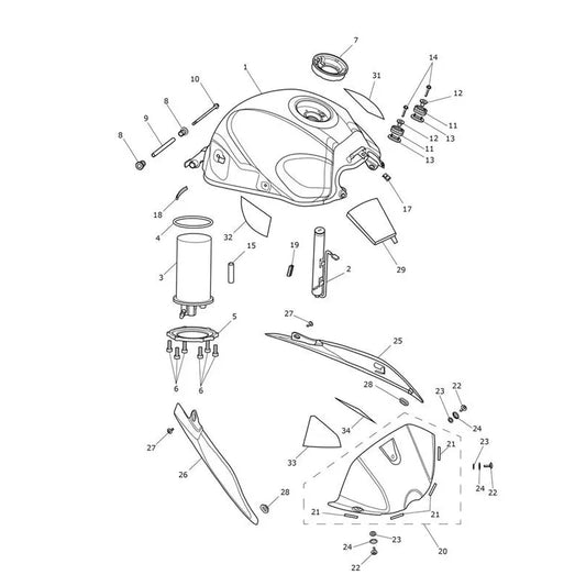 Réservoir & Pompe à Essence Speed Triple 1050 RS VIN à partir de 955860 Micro-Fiche