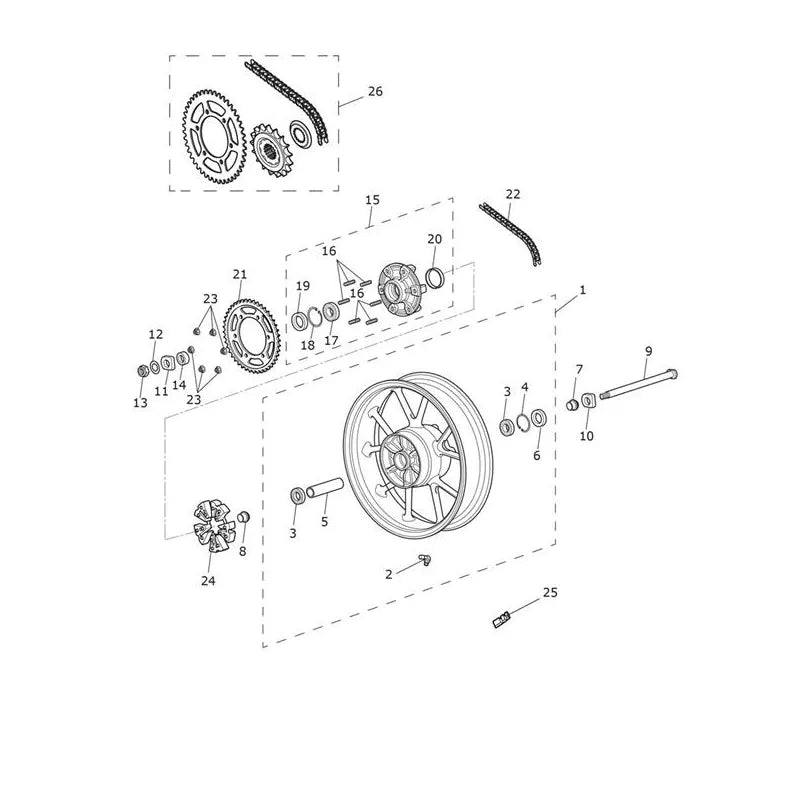 Roue Arrière V1 Street Twin 900 VIN jusqu'au AB9714 Micro-Fiche