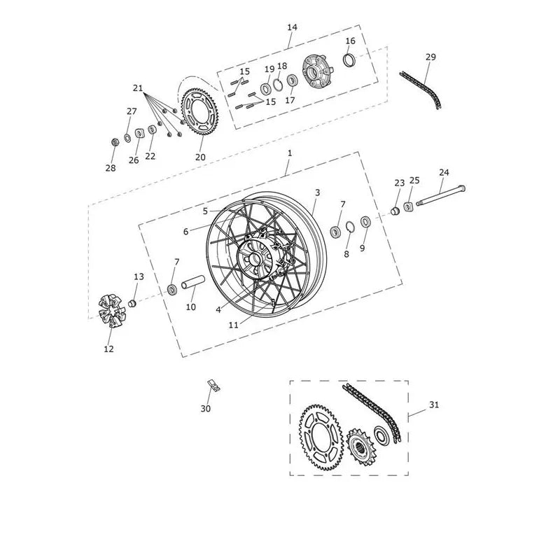 Roue Arrière Scrambler 1200 XE VIN AC8499 à BN8564 Micro-Fiche