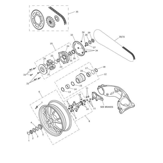 Roue Arrière Speed Triple 1050 VIN 461332 à 735437 Micro-Fiche