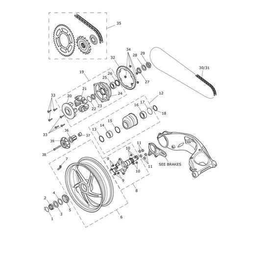 Roue Arrière Speed Triple 1050 R (VIN à partir de 735337) Micro-Fiche