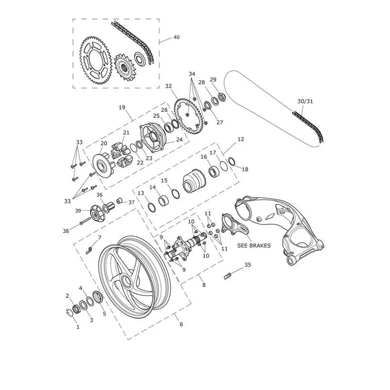 Roue Arrière Speed Triple 1050 RS VIN à partir de 867601 Micro-Fiche