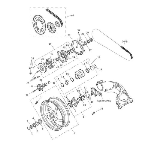 Roue Arrière Speed Triple 1050 RS VIN à partir de 867601 Micro-Fiche
