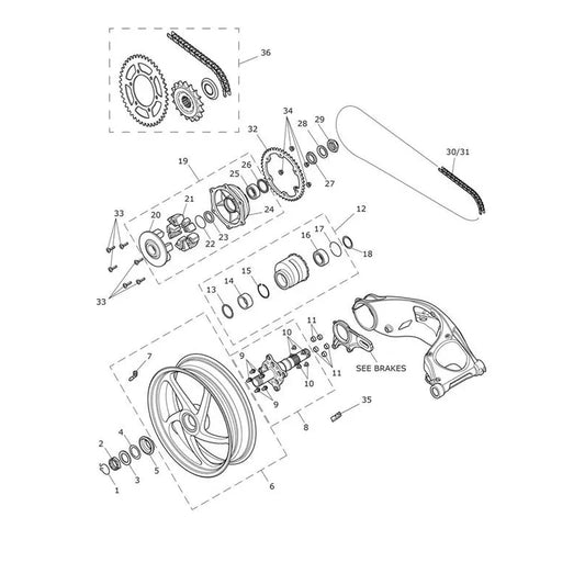 Roue Arrière Speed Triple 1050 S (VIN à partir de 867685) Micro-Fiche