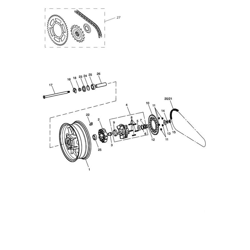 Roue Arrière Tiger 1050 (VIN 287504 à 570058) Micro-Fiche