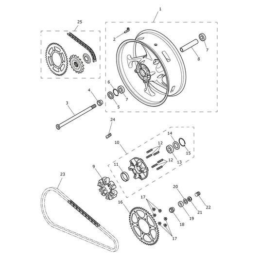 Roue Arrière Tiger Sport 660 VIN jusqu'au CB9285 Micro-Fiche