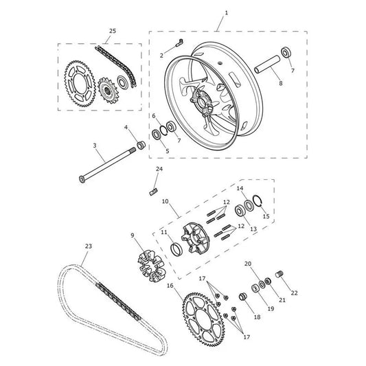 Roue Arrière Trident 660 Vin jusqu'au CB1389 Micro-Fiche