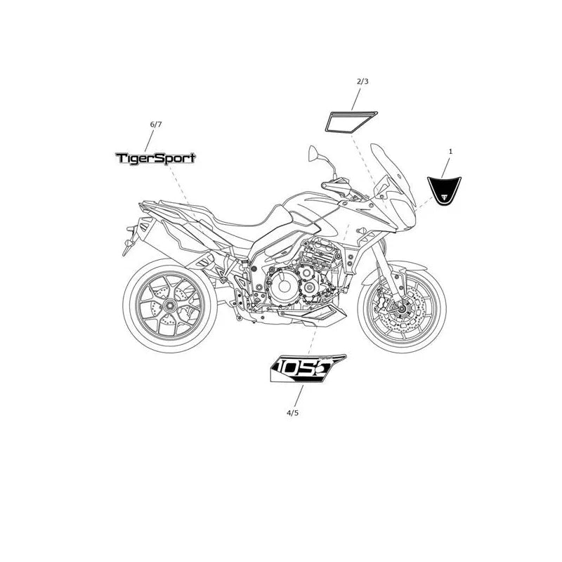 Stickers Tiger Sport 1050 VIN à partir de 750470 Micro-Fiche