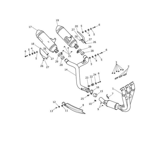 Système d'Échappement Speed Triple 1050 RS VIN à partir de 867601 Micro-Fiche